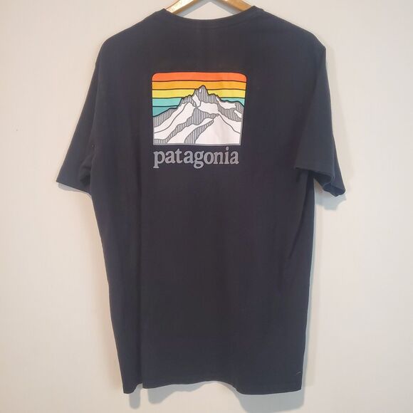 Patagonia Men's T-shirt Large Black Logo Ridge Pocket Responsibili-Tee Outdoors - Picture 7 of 12